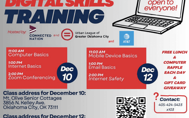 Free digital skills training offered by the Urban League of Greater Oklahoma City – December 10 and 12